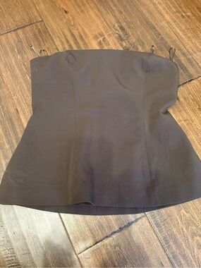 Zara Dark Brown Strapless Peplum Top